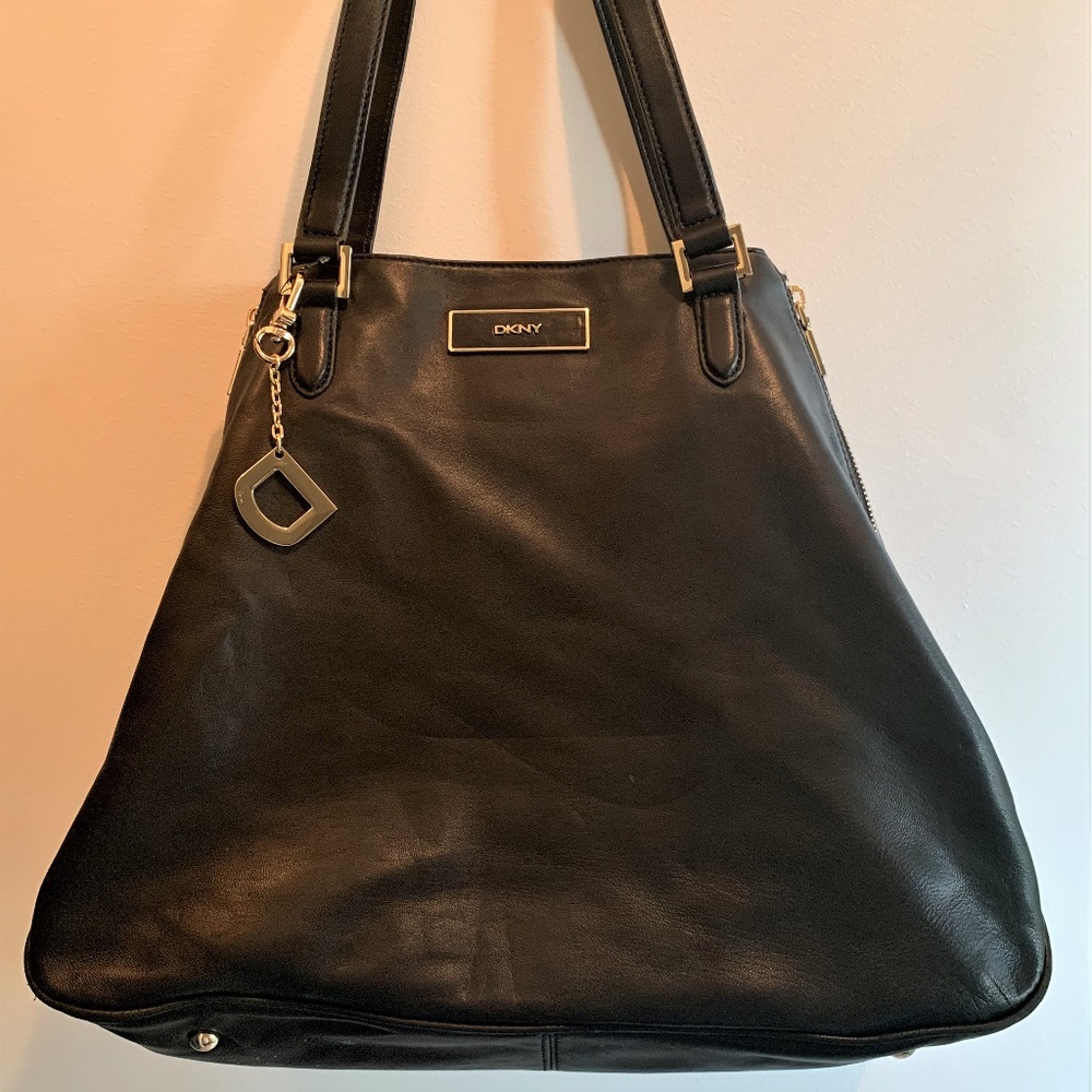 DKNY Black Leather Saffiano Large Tote